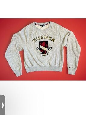 Tommy Hilfiger Light Gray Sweatshirt with Red, White & Blue Trim